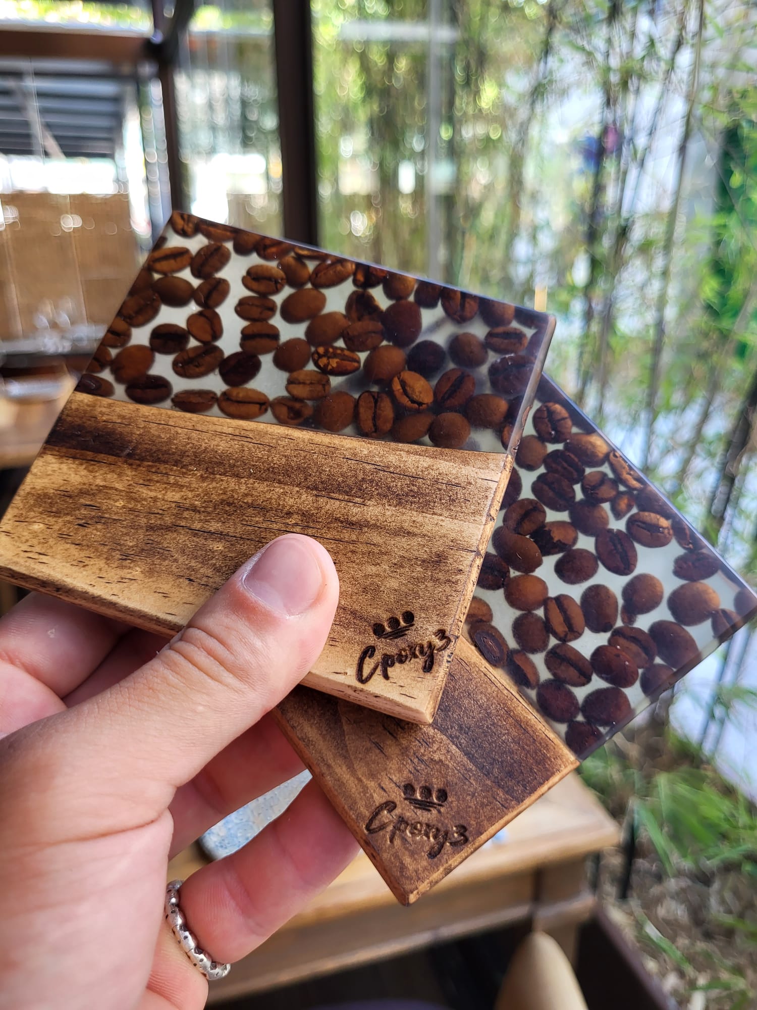 ☕ Set Coffee Vibes – Posavasos con granos de café