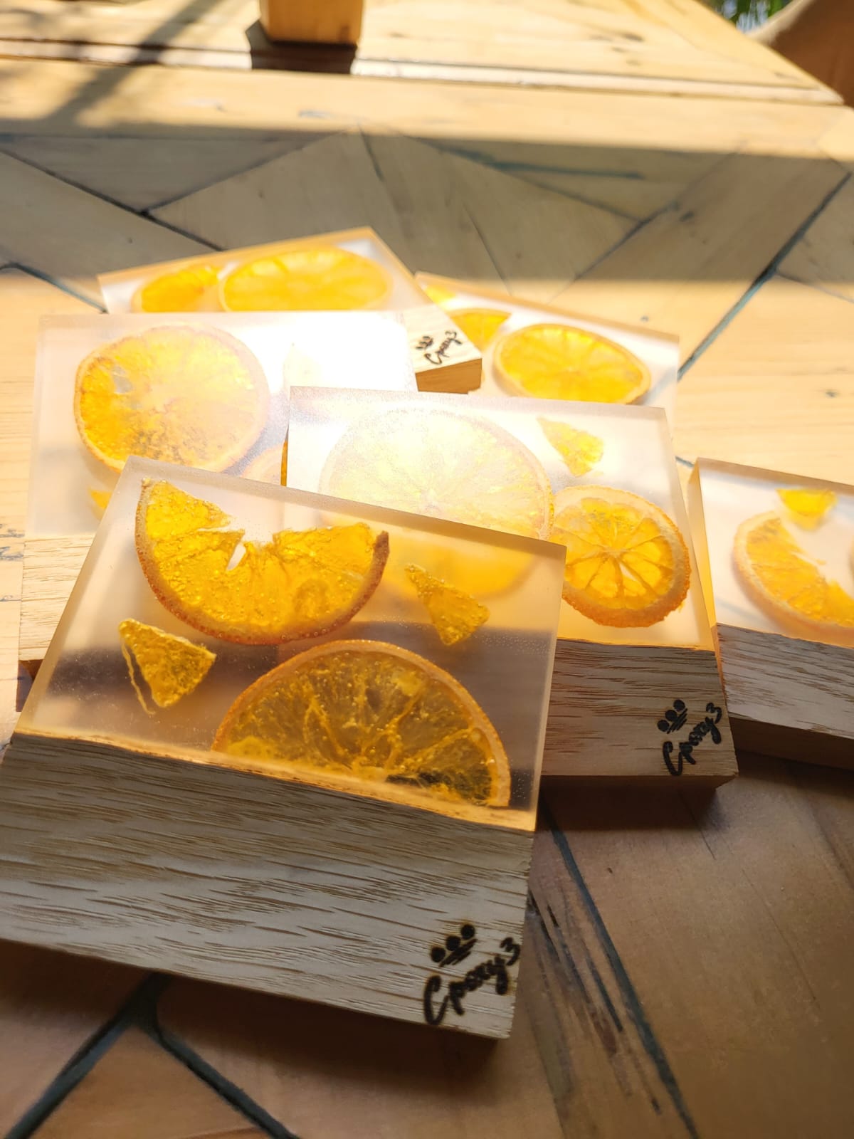 🍊 Set Citrus Touch – Posavasos con naranja seca